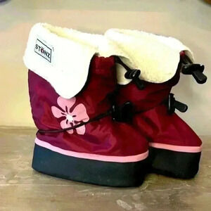 Kids Stonz Boots with Liners Girls Winter Footwear Toddler  Snow Burgundy & Pink